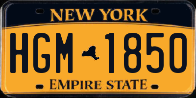 NY license plate HGM1850