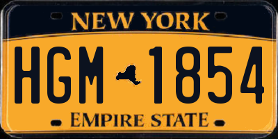 NY license plate HGM1854