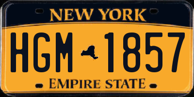 NY license plate HGM1857