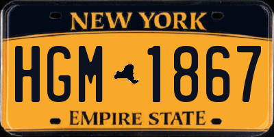 NY license plate HGM1867