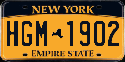 NY license plate HGM1902