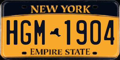 NY license plate HGM1904