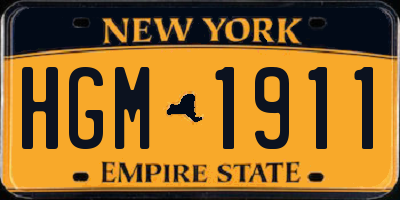 NY license plate HGM1911