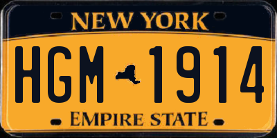 NY license plate HGM1914