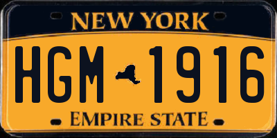 NY license plate HGM1916