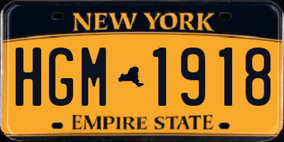 NY license plate HGM1918