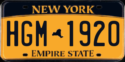 NY license plate HGM1920