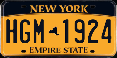 NY license plate HGM1924