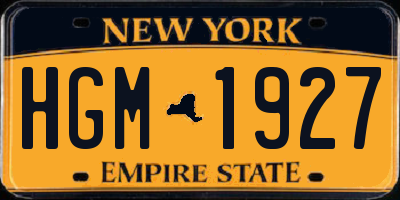 NY license plate HGM1927