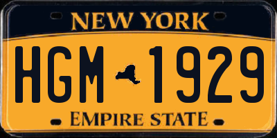 NY license plate HGM1929