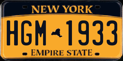 NY license plate HGM1933