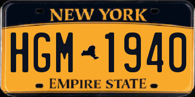 NY license plate HGM1940