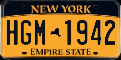 NY license plate HGM1942