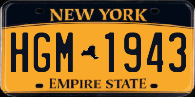 NY license plate HGM1943