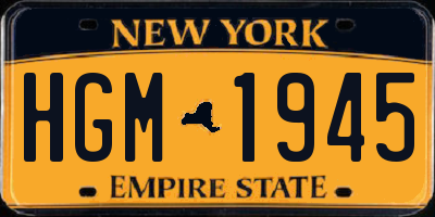 NY license plate HGM1945