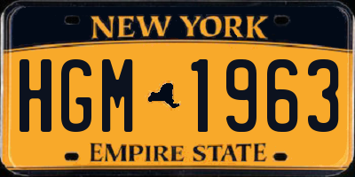 NY license plate HGM1963
