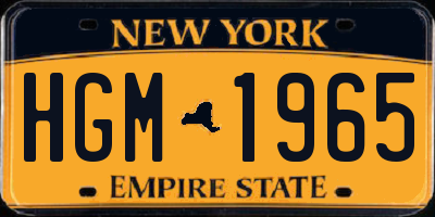 NY license plate HGM1965