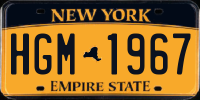 NY license plate HGM1967