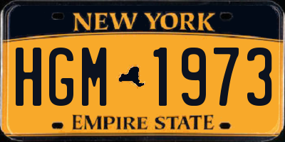 NY license plate HGM1973