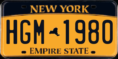 NY license plate HGM1980