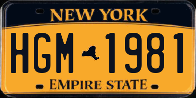 NY license plate HGM1981