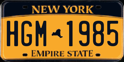 NY license plate HGM1985