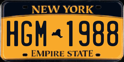 NY license plate HGM1988