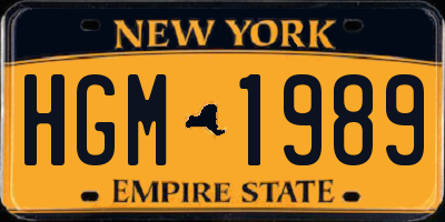 NY license plate HGM1989