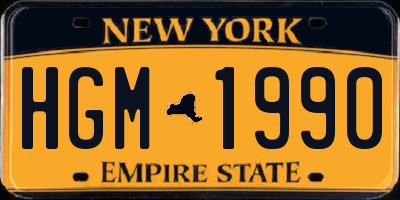 NY license plate HGM1990