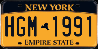 NY license plate HGM1991