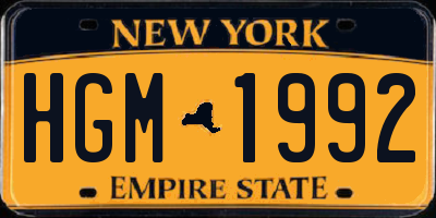 NY license plate HGM1992