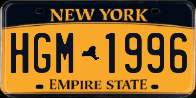 NY license plate HGM1996