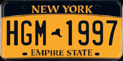 NY license plate HGM1997