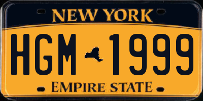 NY license plate HGM1999