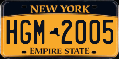 NY license plate HGM2005