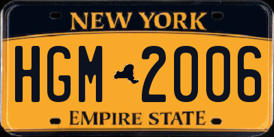 NY license plate HGM2006