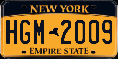 NY license plate HGM2009