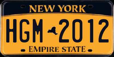 NY license plate HGM2012