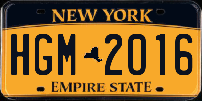 NY license plate HGM2016