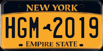 NY license plate HGM2019