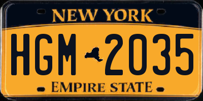 NY license plate HGM2035