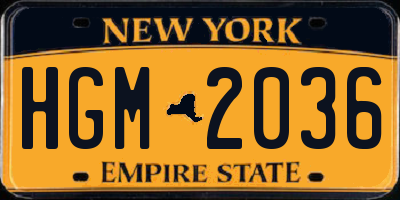 NY license plate HGM2036