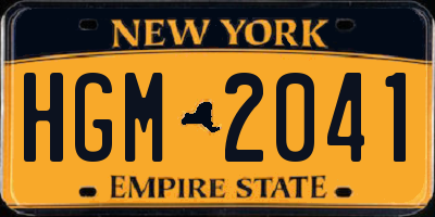NY license plate HGM2041