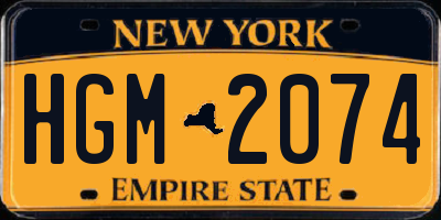 NY license plate HGM2074