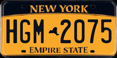 NY license plate HGM2075