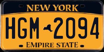 NY license plate HGM2094