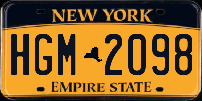 NY license plate HGM2098