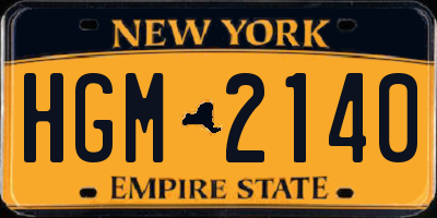 NY license plate HGM2140