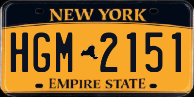 NY license plate HGM2151