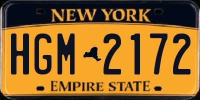 NY license plate HGM2172